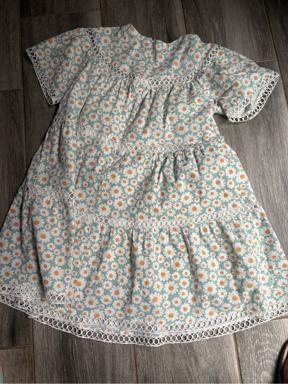 Daisy Print Ruffled Dress in Mint &White from Anthropologie brand